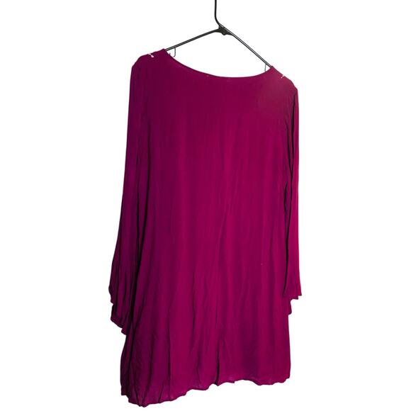 Entro Tunic Womens Fuchsia Bell Sleeve Embroidered Long Sleeve Top Tasseled M - Picture 3 of 8